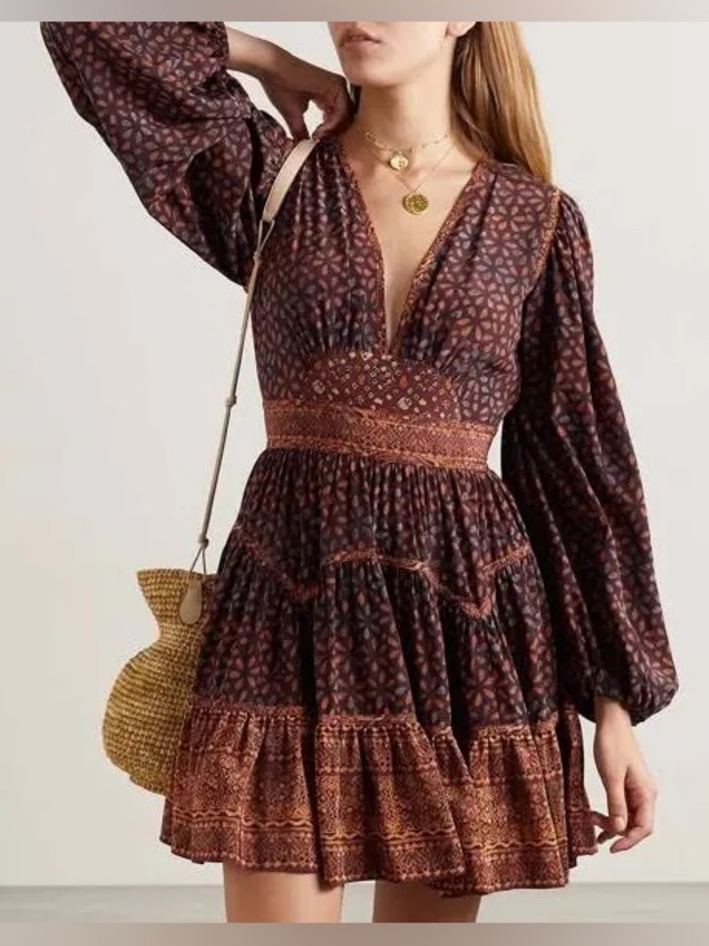 Ulla Johnson Hayana 100% silk long sleeve mini dress